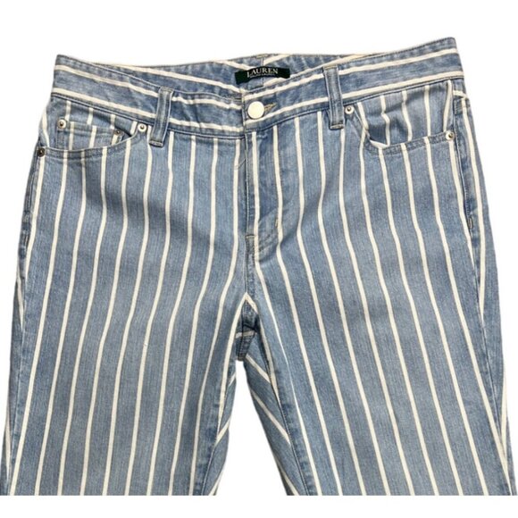 Ralph Lauren Vertical Striped High Rise Jeans Size 8 - Picture 2 of 9